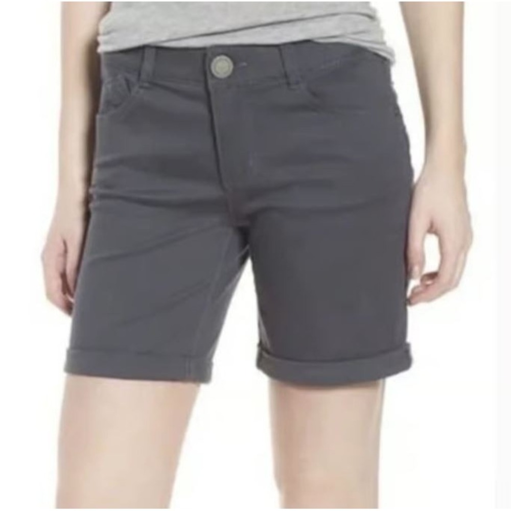 Wit & Wisdom Women's Ab Solutions Mid Rise Stretch Twill Shorts Shadow Gray‎ 16